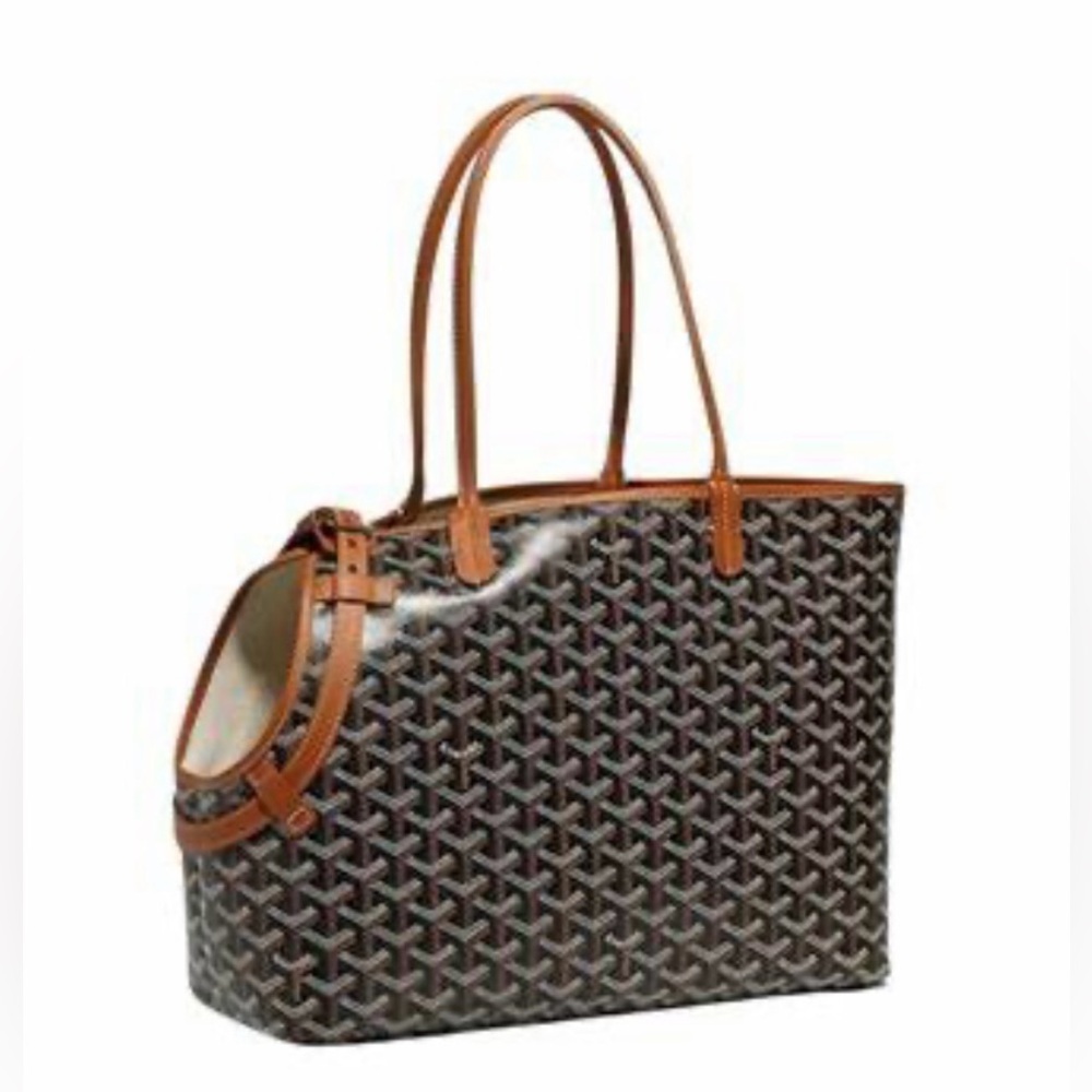 Authentic Maison Goyard Chien Gris bag handbag dogs cats pet tan black designer